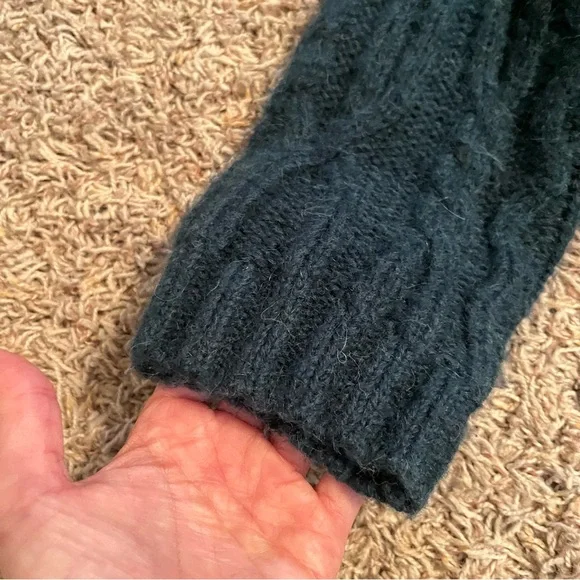 VINCE Interlaced Cable Knit Turtleneck Sweater Dark Malachite Sz M Alpaca Wool - Picture 7 of 15